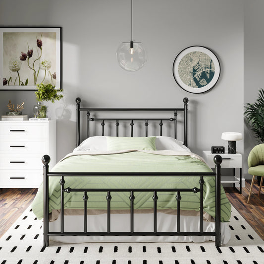 Victorian Style Iron-Art Headboard, Footboard and Frame