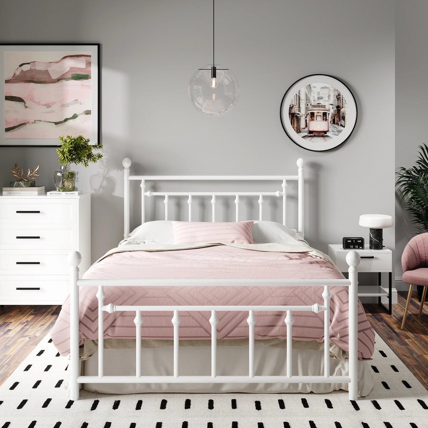 Victorian Style Iron-Art Headboard, Footboard and Frame