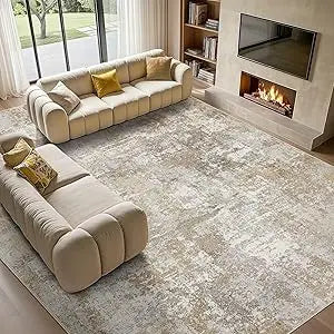 Washable 9x12 Area Rug, Large Soft, Thin